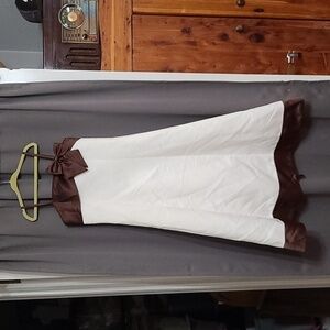 Sweet Kids USA Girls Formal Dress Maxi Brown/Cream Lace Up Zip Crinoline Sz 7